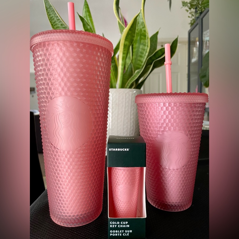 Starbucks Pink lemonade studded Tumbler’s and matching keychain